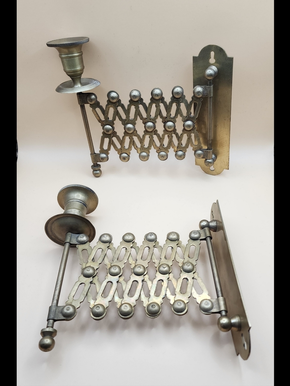 Beautiful Vintage Solid Brass Made in India Wall Sconces Extending Candle Holder